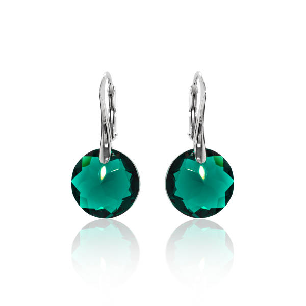 Crystal &amp; Silver Ohrh&auml;nger Classic Cut Emerald