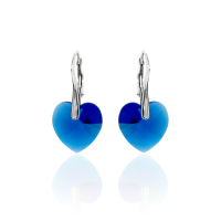 Crystal &amp; Silver Ohrh&auml;nger Heart Majestic Blue