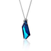 Crystal & Silver Halskette de ART Bermuda Blue