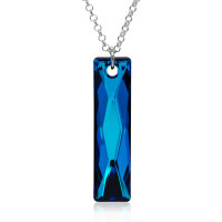 Halskette mit Swarovski Kristall BAGUETTE Bermuda Blue