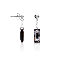Crystal &amp; Silver Ohrstecker Baguette Silver Night