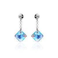 Ohrstecker mit Swarovski Kristall PRINCESS CUT Aquamarine...