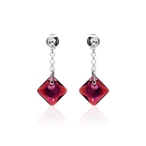 Crystal & Silver Ohrstecker Princess Cut Amethyst Shimmer
