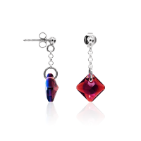 Crystal & Silver Ohrstecker Princess Cut Amethyst Shimmer