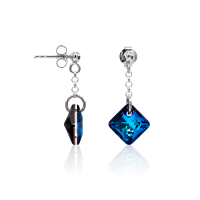 Crystal & Silver Ohrstecker Princess Cut Bermuda Blue