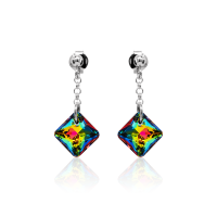 Crystal & Silver Ohrstecker Princess Cut Vitrail Medium