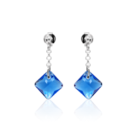 Crystal & Silver Ohrstecker Princess Cut Sapphire