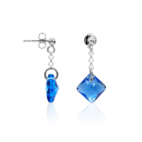 Crystal & Silver Ohrstecker Princess Cut Sapphire
