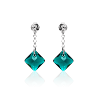 Crystal &amp; Silver Ohrstecker Princess Cut Emerald