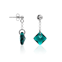 Crystal & Silver Ohrstecker Princess Cut Emerald