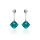 Crystal & Silver Ohrstecker Princess Cut Emerald