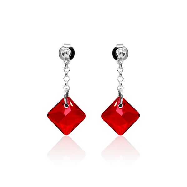 Crystal & Silver Ohrstecker Princess Cut Light Siam