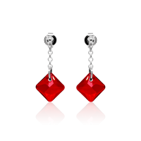 Crystal & Silver Ohrstecker Princess Cut Light Siam