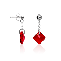 Crystal & Silver Ohrstecker Princess Cut Light Siam