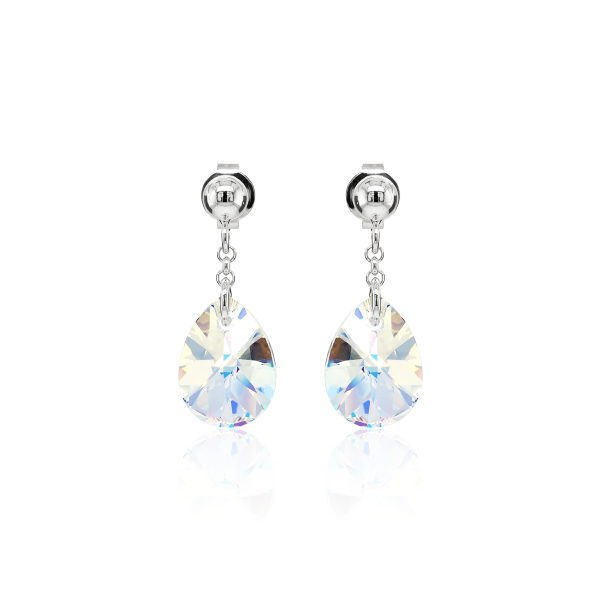 Crystal & Silver Ohrstecker mini Pear Aurora Borealis