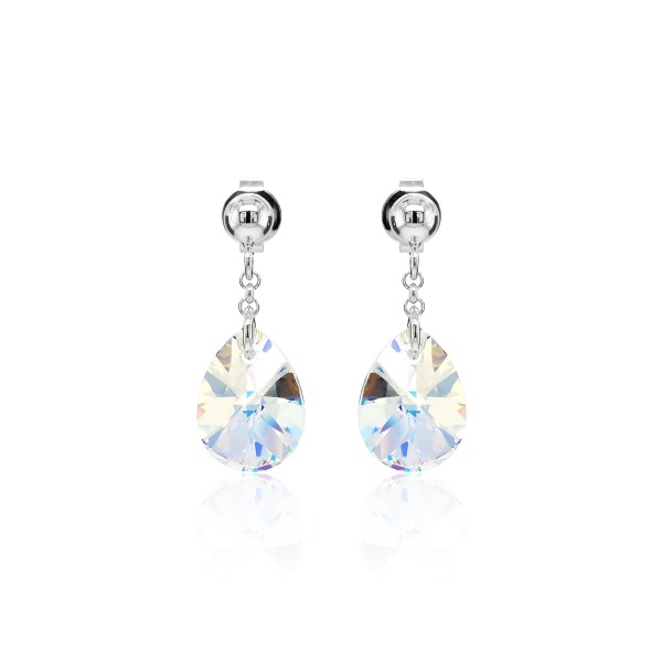 Crystal &amp; Silver Ohrstecker mini Pear Aurora Borealis