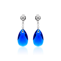 Crystal &amp; Silver Ohrstecker Pear Majestic Blue