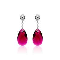 Crystal &amp; Silver Ohrstecker Pear Ruby