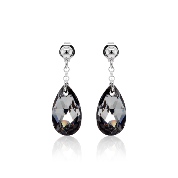 Crystal &amp; Silver Ohrstecker Pear Silver Night