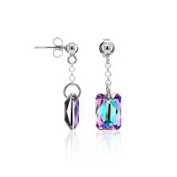 Crystal & Silver Ohrstecker Emerald Cut Vitrail Light