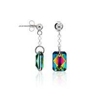 Crystal & Silver Ohrstecker Emerald Cut Vitrail Medium