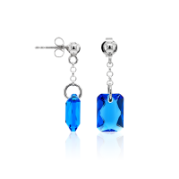 Crystal & Silver Ohrstecker Emerald Cut Sapphire
