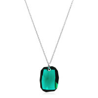 Crystal &amp; Silver Halskette Graphic Emerald