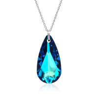 Crystal & Silver Halskette Tear Bermuda Blue