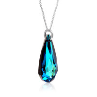 Crystal & Silver Halskette Tear Bermuda Blue