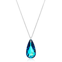 Crystal & Silver Halskette Tear Bermuda Blue