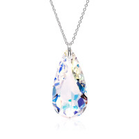 Crystal & Silver Halskette Tear Aurora Borealis