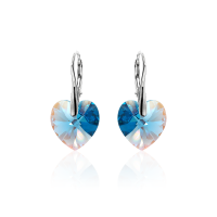 Crystal &amp; Silver Ohrh&auml;nger Heart Aquamarine Shimmer