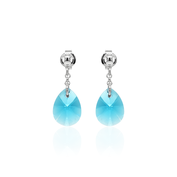 Crystal & Silver Ohrstecker mini Pear Aquamarine
