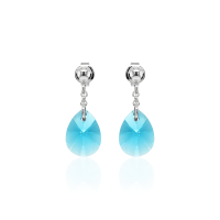 Crystal &amp; Silver Ohrstecker mini Pear Aquamarine