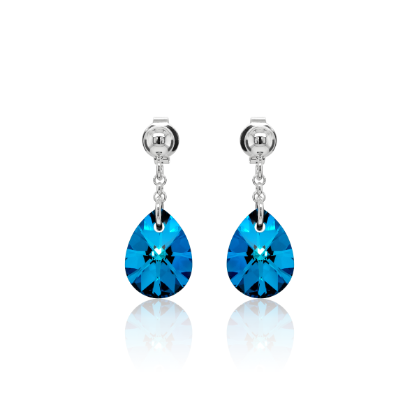 Crystal &amp; Silver Ohrstecker mini Pear Bermuda Blue