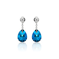Ohrstecker mit Swarovski Kristall MINI PEAR Bermuda Blue