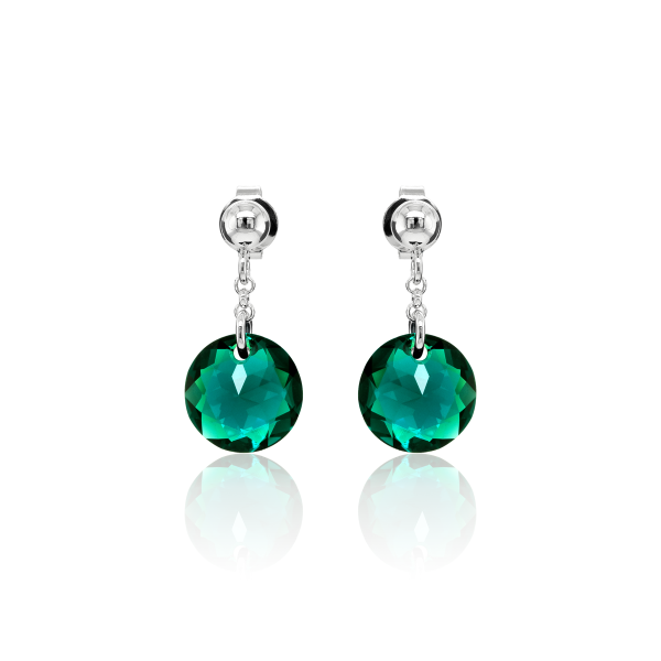 Crystal &amp; Silver Ohrstecker Classic Cut Emerald Shimmer