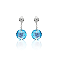 Crystal &amp; Silver Ohrstecker Classic Cut Aquamarine...