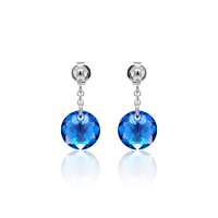Crystal & Silver Ohrstecker Classic Cut Sapphire Shimmer