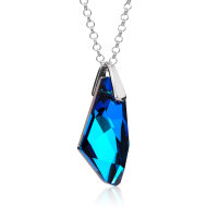 Crystal &amp; Silver Halskette Galactic Bermuda Blue