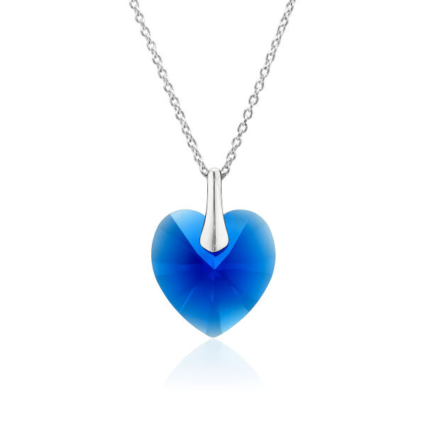 Crystal &amp; Silver Halskette Heart Majestic Blue