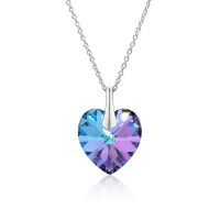 Crystal &amp; Silver Halskette Heart Vitrail Light