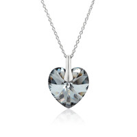 Crystal & Silver Halskette Heart Light Chrome
