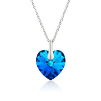 Crystal &amp; Silver Halskette Heart Bermuda Blue