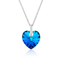 Crystal & Silver Halskette Heart Bermuda Blue
