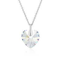 Crystal & Silver Halskette Heart Aurora Borealis