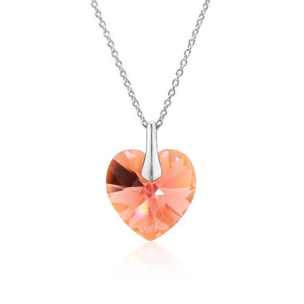 Crystal & Silver Halskette Heart Rosé Peach Shimmer