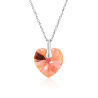 Crystal &amp; Silver Halskette Heart Ros&eacute; Peach...