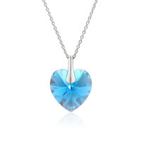 Halskette mit Swarovski Kristall HEART Aquamarine Shimmer