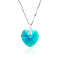 Halskette mit Swarovski Kristall HEART Blue Zirkon Shimmer